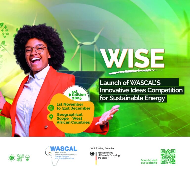 Call For Applications: WASCAL “WISE” Competition for Sustainable Energy 2025 For Africans (Grants of up to 20,000 Euro per project)